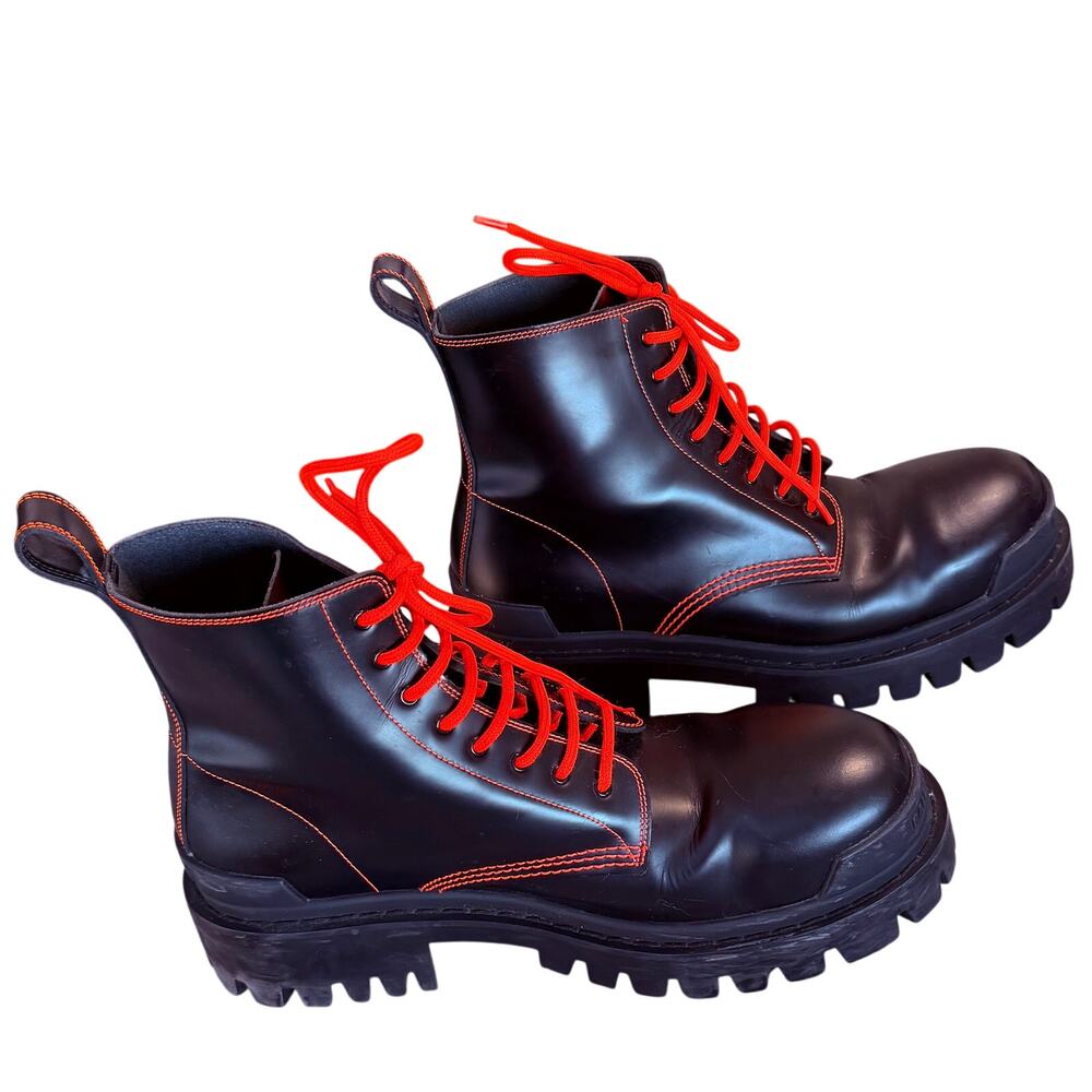 BALENCIAGA: Men's Black Leather "Strike" Boots - EU 42/US 9